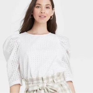 A New Day White Eyelet Top
